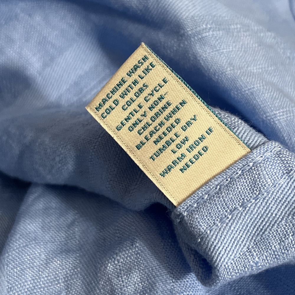 Roundtree & Yorke Caribbean Shirt Men's XL Blue Linen Blend Long Sleeve Casual - Picture 8 of 9